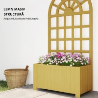 Outsunny Jardinieră cu spalier din lemn cu drenaj pentru cultivare legume, flori, ierburi aromatice 60x30x120 cm natural(m-4)