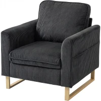 HOMCOM Accent Chair with Pocket Spring, Modern Industrial Armchair with Metal Legs for Livingroom Dark Grey(m-11)