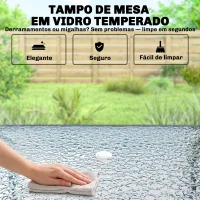 Outsunny Conjunto de Mesa e Cadeiras de Jardim de 8 Peças com Chapéu de Sol 6 Cadeiras Dobráveis e Mesa de Vidro Creme e Cinza(m-8)
