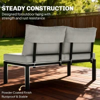 Outsunny Garden Furniture Set, 6 Piece Corner Sofa Set with Loveseat, Coffee Table, Sofa with Integrated Side Table(m-7)