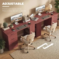 HOMCOM Computer Desk, Writing Table, PC Workstation with 3 Storage Shelves and Drawers, Handle, for Home Office, Walnut Brown(m-6)