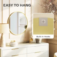 HOMCOM 61cm Decorative Wall Mirror for Bedroom Living Room, Modern Round Bathroom Mirror for Home Decor, Gold Tone(m-6)