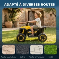 HOMCOM Quad électrique enfant 12 V, voiture électrique enfants 2 moteurs 2 vitesses 3-6 km/h, phares LED, klaxon, pour enfant de 3 à 5 ans, poignée et selle ergonomique, jaune(m-5)