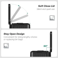 HOMCOM Kosz kuchenny, 2 x 20 L, efektywne sortowanie odpadów, pedałowy, tworzywo sztuczne, metal, czarny(m-5)