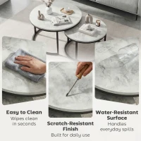 HOMCOM Set of Two Marble-Effect Stacking Tables - Wood Grey(m-6)