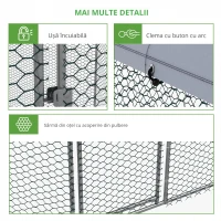 PawHut Țarc pentru găini exterior 5 m² parc cu plasă dim. 2,8L x 2,45l x 2,46H - spațiu acoperit - 5/8 găini(m-9)