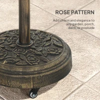 Outsunny Parasol Base, Umbrella Base with Wheels Cast Iron Effect, for Umbrella, Canopy, Weather Resistant, Bronze Tone(m-7)