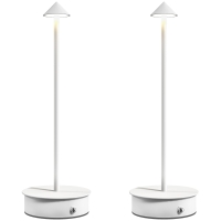 HOMCOM Jeu de 2 lampes de table LED rechargeables avec USB et commande tactile et lumière réglable Ø10x30 cm Blanc