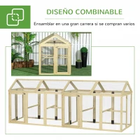 PawHut Gallinero para Exterior 140x88,5x106 cm con 3 Perchas Marco de Madera y 2 Puertas con Cierre Madera Natural(m-7)