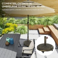 Outsunny Bază Rotundă pentru Umbrelă, 21 kg, Suport din Rășină cu Roți și Stâlp pentru Umbrele de 32mm/38mm/48mm, pentru Grădină, Terasă, Piscină, Bronz(m-4)