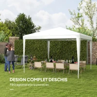 Pavilion Outsunny de Grădină 3x3 m Portabil cu Acoperire Anti UV, Alb(m-4)