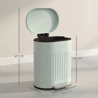 HOMCOM 20L Metal Kitchen Bin, with Soft-Close Lid - Light Green(m-3)