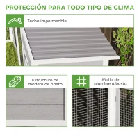 PawHut Gallinero de Madera Grande Exterior en L para Esquina con 2 Nidos Corral Bandejas Extraíbles 251x192x103 cm Gris(m-6)