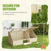 PawHut Skrzynka dla żółwi, wybieg zewnętrzny, design bez dna, łatwo otwieralny, domek dla żółwi, naturalny(m-4)