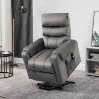 HOMCOM Fauteuil releveur massage électrique inclinable avec Repose-Pied télécommande revêtement tissu aspect velours gris(m-10)