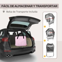 PawHut Parque Plegable para Perros y Gatos Corralito Portátil para Animales Pequeños Impermeable de Tela Oxford Ø90x41 cm Rosa(m-7)