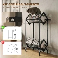 HOMCOM Porta CD 50, Porta Vinili 2 Livelli Metallo per DVD, Libri, Album, Nero(m-7)