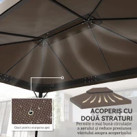 Outsunny Acoperiș pentru Cort de Grădină 3x4 m cu 2 Niveluri din Țesătură Oxford 600D, cu Orificii de Drenaj, Cafeniu(m-4)