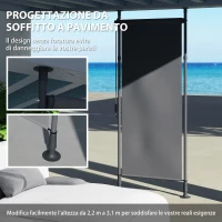 Outsunny Tenda manuale retrattile autonoma lunghezza regolabile manovella montaggio senza foratura metallo alluminio poliestere grigio scuro(m-6)