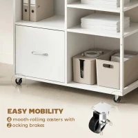 HOMCOM Tavolo stampante con ruote e cassetto A4 per casa e ufficio(m-6)