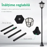 Outsunny Lampa de Extern cu 6 Lumini LED Pornire Automata Impermeabil(m-5)