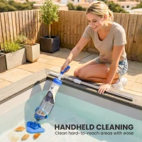 Outsunny Odkurzacz basenowy, bezprzewodowy, z regulowanym drążkiem 63-150 cm i szczotkami, do małych basenów, jacuzzi i stawów(m-7)