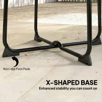 Outsunny Okrągły stolik zewnętrzny 50 cm, Metalowy stolik kawowy do ogrodu z podstawą w kształcie X i antypoślizgowymi nóżkami, Czarny(m-6)