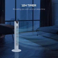 HOMCOM 70° oscylacyjny wentylator kolumnowy z pilotem 4 tryby, 3 prędkości, timer 31,5 x 31,5 x 96 cm biały(m-7)