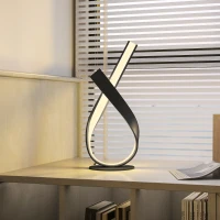 HOMCOM Lampe à poser design contemporain - lampe de table design spirale - dim. 21L x 15l x 43H cm - alu. noir LED blanc chaud(m-10)