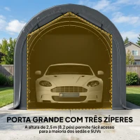 Outsunny Garagem Exterior para Automóvel 3x6 m Impermeável com Tecido PE Resistente Estrutura de Metal Galvanizado UPF 30+ Cinzento Escuro(m-6)