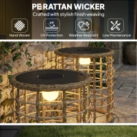 Outsunny Zestaw 2 Solarnych Lampionów Rattanowych z Czujnikiem Światła LED w Stylu Boho IP44(m-7)