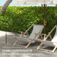Outsunny Umbrelă de Plajă Portabilă cu Volane în Aer Liber cu Baldachin Ventilat, Geantă de Transport, Ø1.9x2.1 m, Alb-Crem(m-6)