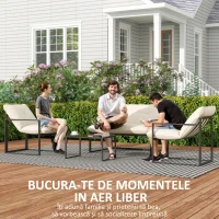 Outsunny Set de Mobilier de Grădină din 4 Piese cu Canapea, 2 Fotolii și Măsuță, din Oțel, Poliester și Bumbac PP, Bej și Gri(m-7)