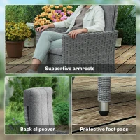 Outsunny 105°-150° Reclining Rattan Chair - Light Grey(m-7)