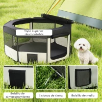 PawHut Parque Plegable para Perros y Gatos Corralito Portátil para Animales Pequeños Impermeable de Tela Oxford Ø90x41 cm Negro(m-5)