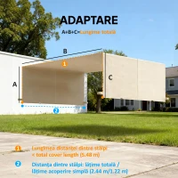 Outsunny Copertină pentru Pergolă 3x3 m din Poliester cu Buzunare și Benzi, 548x122 cm, Bej(m-3)