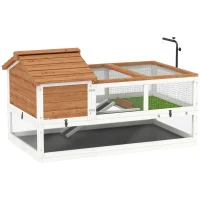 Dom dla żółwi PawHut, dwupoziomowy, z uchwytem na lampę, klatka dla małych zwierząt, pomarańczowy(m-10)