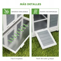 PawHut Gallinero de Madera para Exterior con 2 Nidos Bandeja Extraíble Perchas Techo Impermeable 150x100x96,5 cm Gris(m-7)
