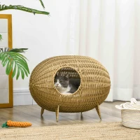 PawHut Panier chat lit surélevé cosy maisons et dômes niche grotte à chats grand confort dim. 55L x 36l x 42H cm coussin inclus(m-10)