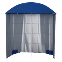 Umbrelă de Plajă Outsunny cu Cort Integrat, din Metal și Poliester, Ø220x220 cm, Albastru(m-11)
