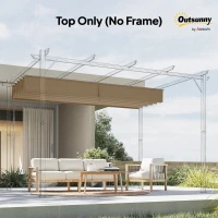 Outsunny Retractable Pergola Cover, 2.55 x 2.5 m Replacement Canopy Fabric for 3 x 3 m Frame, Roof Top Only, Tan(m-9)