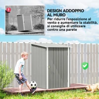 Outsunny Casetta da Giardino Porta Attrezzi in Acciaio Galvanizzato con Porta, 100x104x160 cm, Grigio Chiaro(m-6)