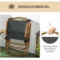 Outsunny Conjunto de 2 Cadeiras Dobráveis de Campismo Cadeiras Portáteis com Apoios de Braços e Estrutura em Aço Cadeiras para Pesca 54x59x78 cm Cinzento Escuro(m-5)