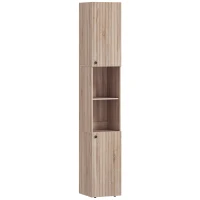 HOMCOM 6-Tier Tall Bathroom Cabinet - Natural(m-1)