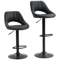 HOMCOM Set of Two Faux Leather Bar Stools - Black(m-11)