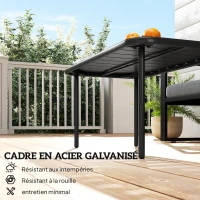 Outsunny Table Basse de Jardin en Acier Galvanisé, Plateau à Lattes, Table Rectangulaire aux Angles Arrondis, 90x50x43cm, Noir(m-4)