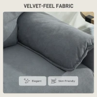 HOMCOM Sofa 2-osobowa, Grube Poduszki, Aksamitna Tapicerka, Kanapa, Czarna(m-7)