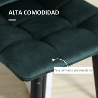 HOMCOM Juego de 2 Taburetes Altos de Cocina Taburetes de Bar Tapizados en Terciopelo con Reposapiés y Respaldo Verde(m-5)