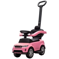 AIYAPLAY Carro Andador 2 em 1 para Crianças Land Rover Discovery com Buzina Pega de Empurrar e Barra Removíveis 84x40x94,5 cm Rosa(m-11)