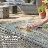 Outsunny Set Exterior 6 Piese cu Canapea, 2 Scaune, Masă cu Blat din Sticlă și 2 Suporturi pentru Picioare, Gri Închis(m-8)